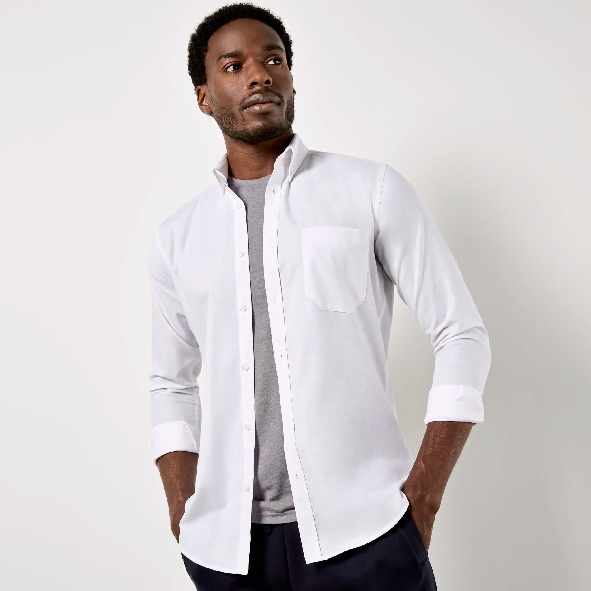 all-groups Men's Slim Fit Workwear Oxford Shirt Long Sleeve