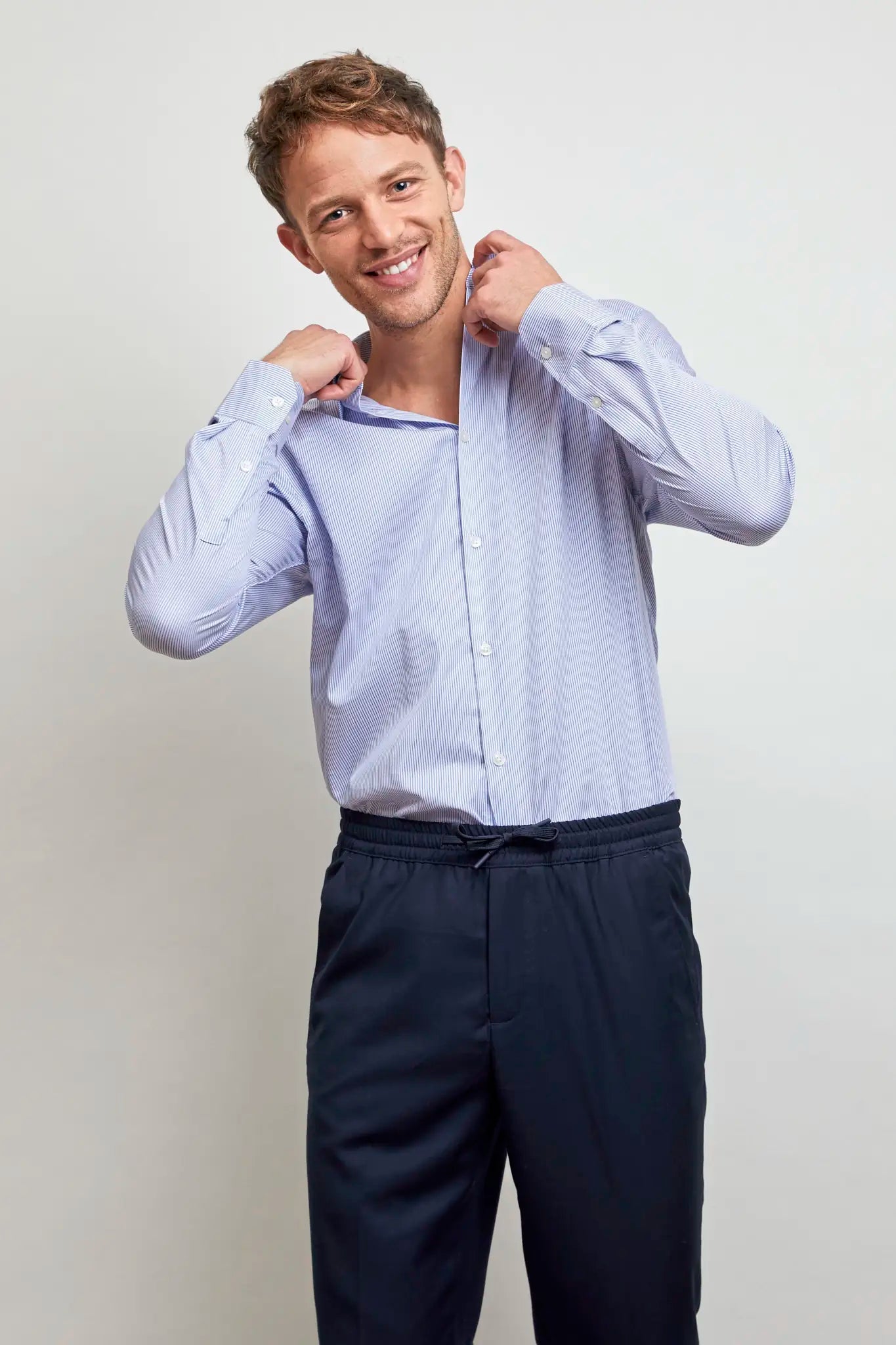 all-groups Men's Easy Care Striped Shirt Baptiste