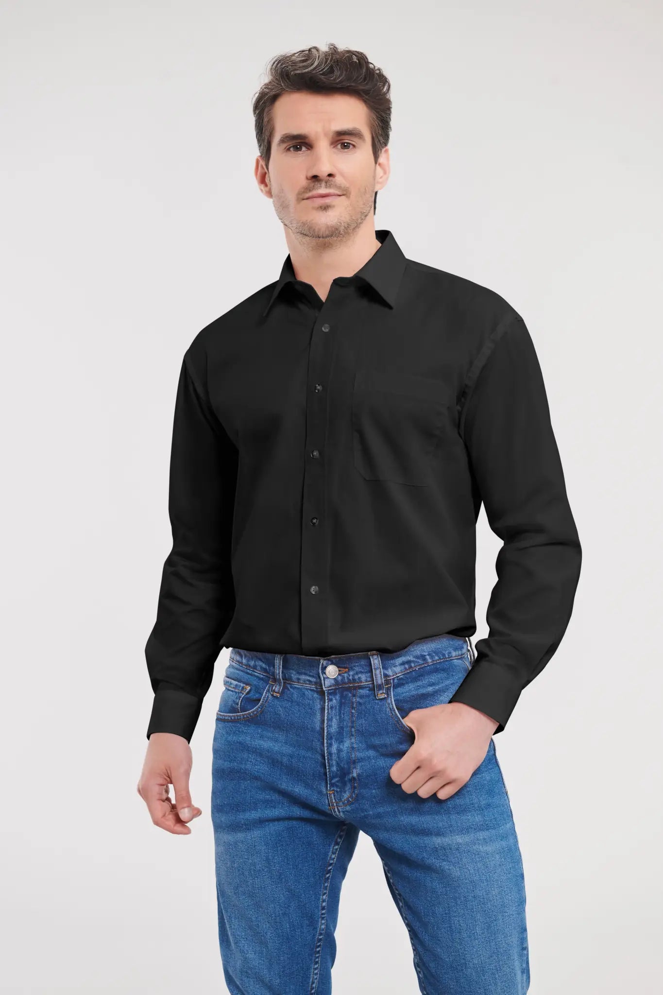all-groups Men's Long Sleeve Classic Pure Cotton Poplin Shirt